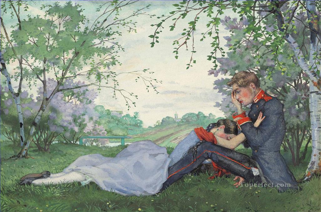 Confesión dolorosa Konstantin Somov paisaje amante romántico Pintura al óleo
